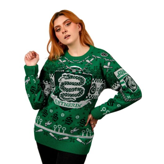 Harry Potter Slytherin Quidditch Knitted Christmas Jumper - 4XL