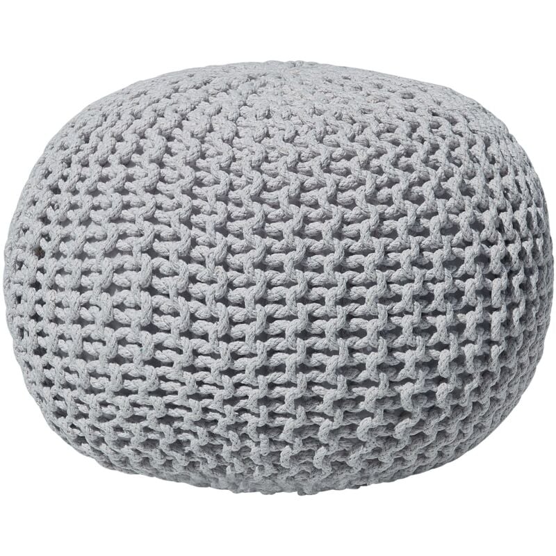 Pouffe CONRAD Cotton Light Grey 50 cm 50 cm 35 cm