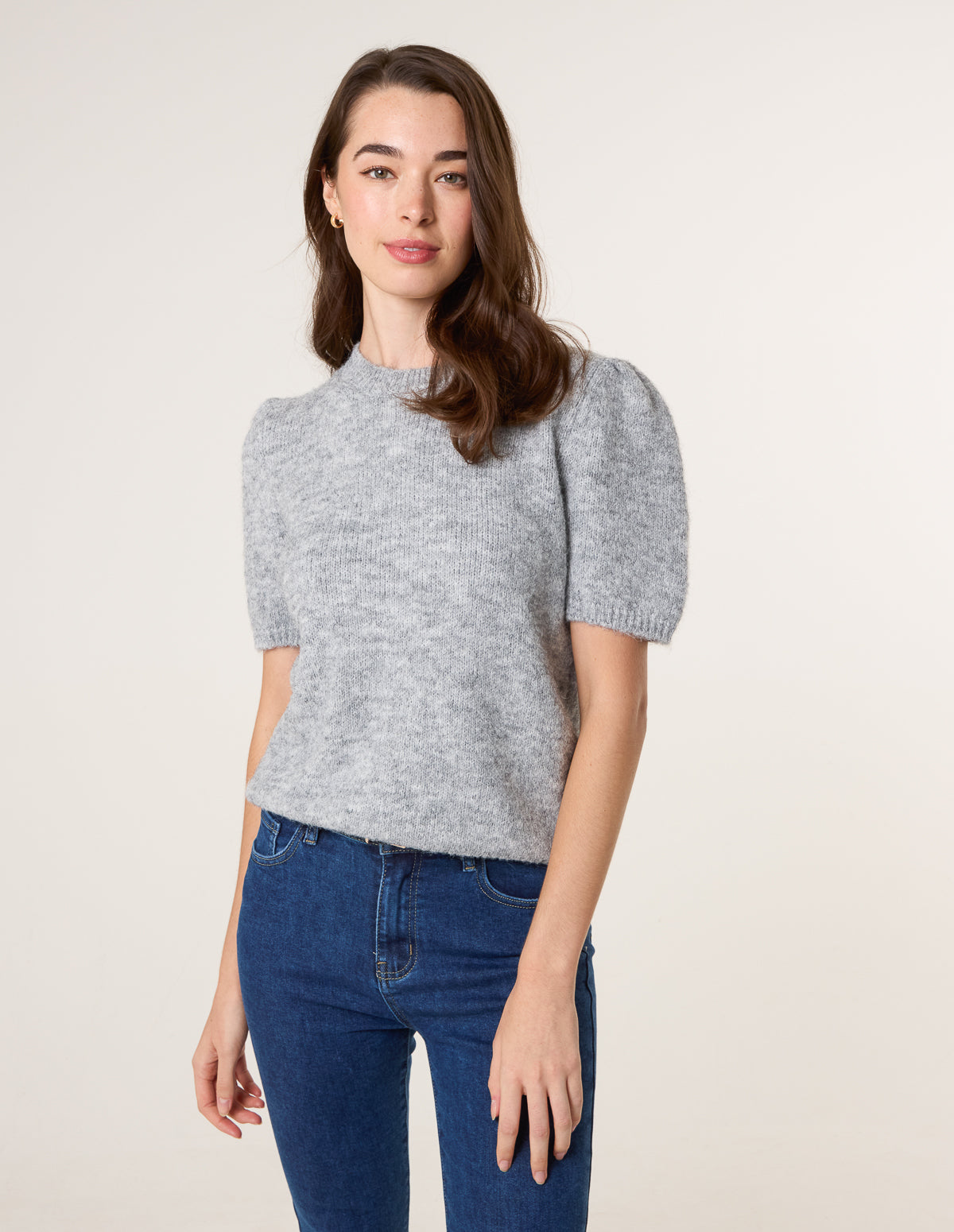 Round Neck Knit Jumper - 10/12 / GREY