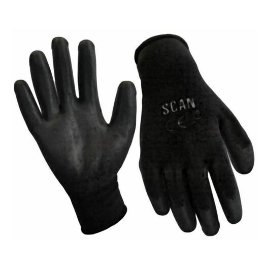 Scan - Black pu Coated Gloves - xl (Size 10) (12 Pairs) SCAGLOPU12XL