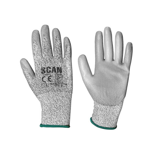 Scan - H3101-3 Grey pu Coated Cut 3 Gloves - Medium Size 8SCAGLOCUT3M