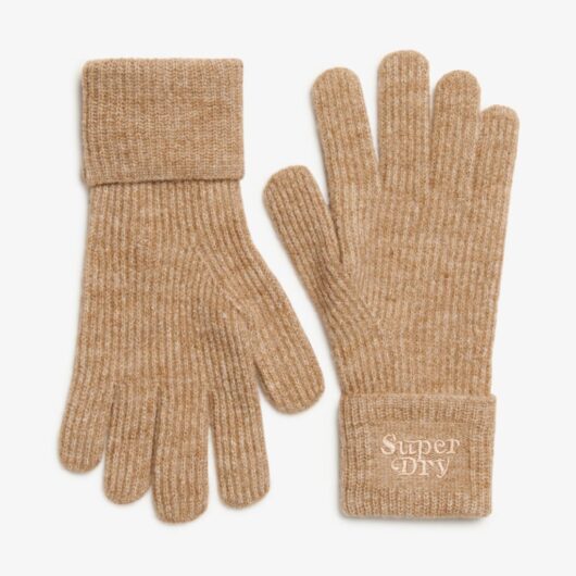 Superdry & Co Women's Knitted Ribbed Gloves with Wool - Brown, Brown,Black