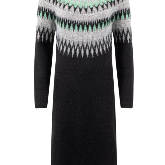 Weird Fish Amren Fair Isle Sparkle Knitted Dress Black Size 10