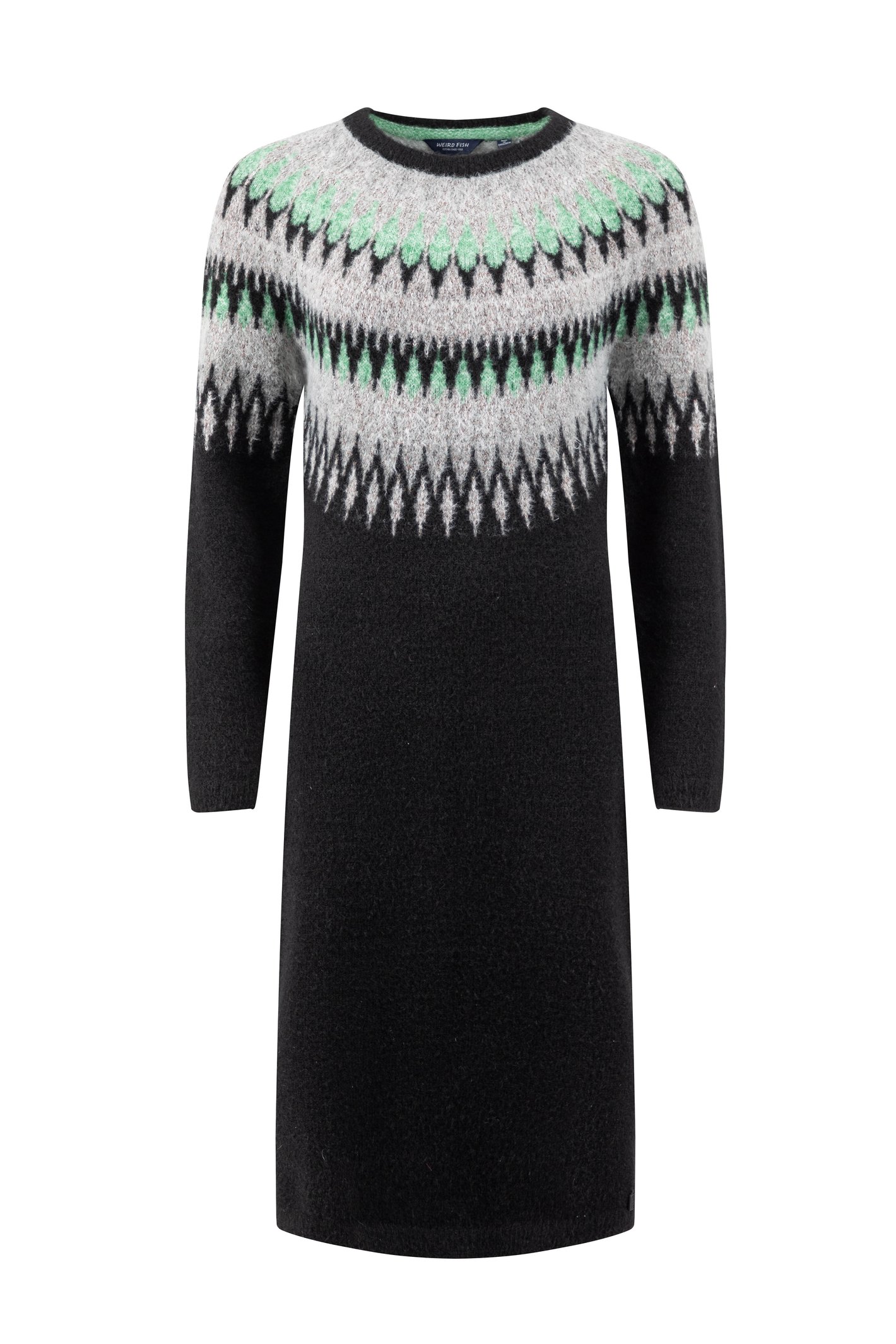 Weird Fish Amren Fair Isle Sparkle Knitted Dress Black Size 10