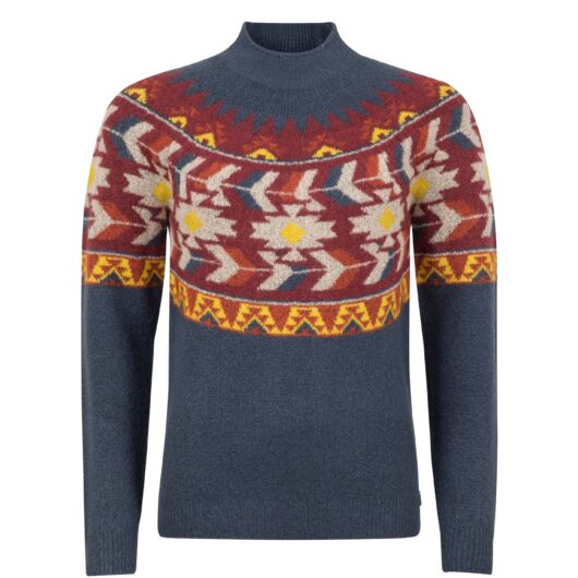 Weird Fish Arelia Ikat Knitted Jumper Navy Size 10