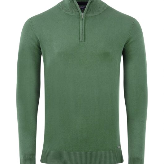 Weird Fish Frederick 1/4 Zip Fine Knit Jumper Army Green Size 2XL