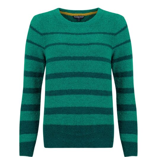 Weird Fish Wanda Cosy Knit Stripe Jumper Green Ivy Size 10