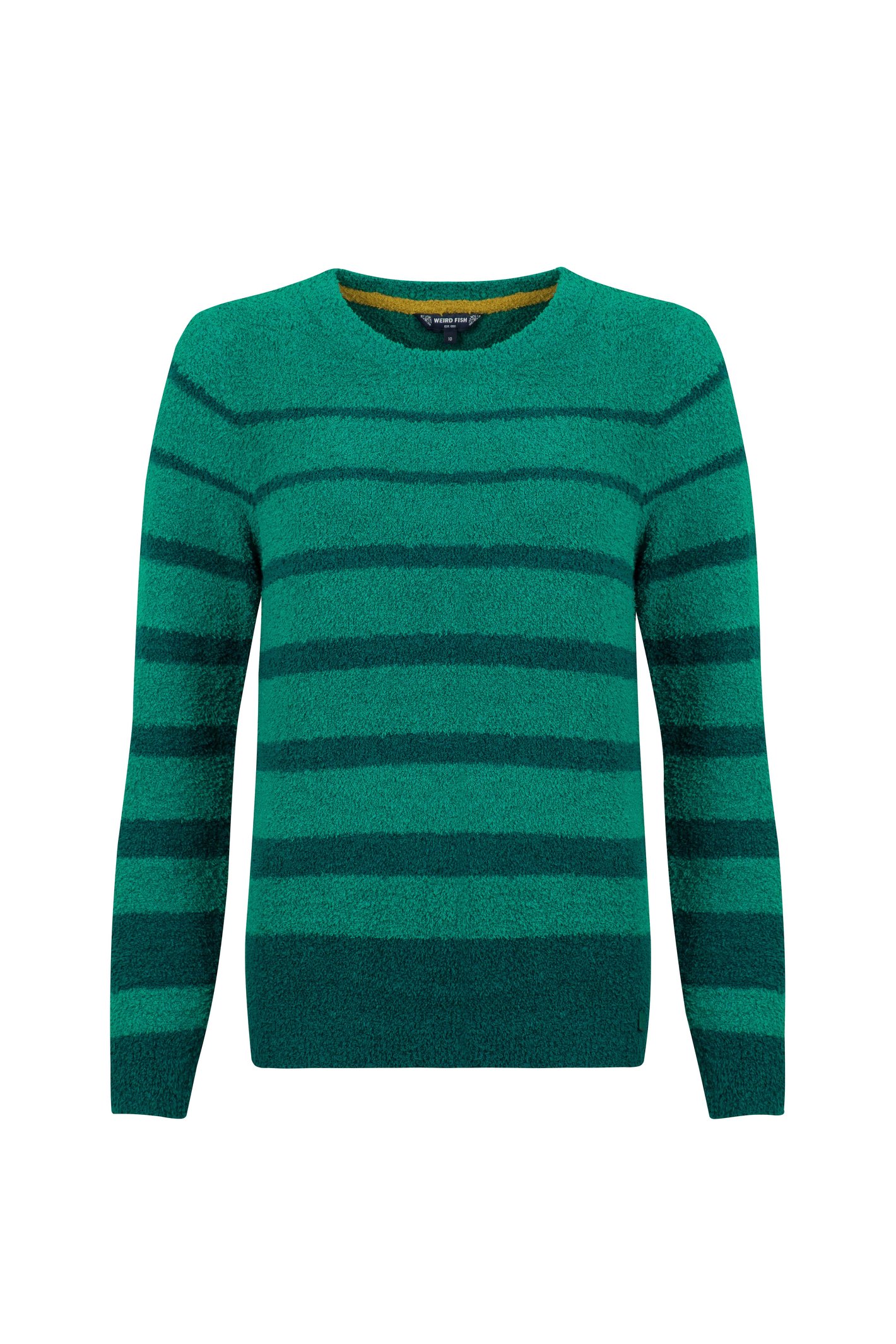 Weird Fish Wanda Cosy Knit Stripe Jumper Green Ivy Size 10