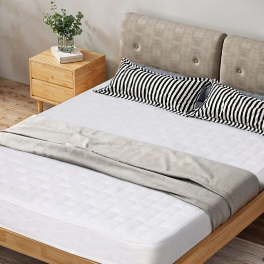 White Single Mattress with Spring and Fire-resistant Fabric 90cm(W) x 190cm(D) x 19cm(H)