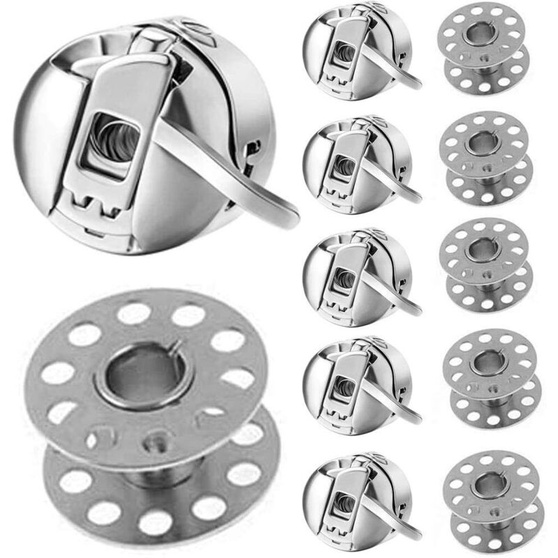 6Pcs Sewing Machine Bobbin Case Stainless Steel Bobbin Case 6Pcs Sewing Machine Bobbins Metal Bobbins for Class 15 Front Loading Machines - Ccykxa