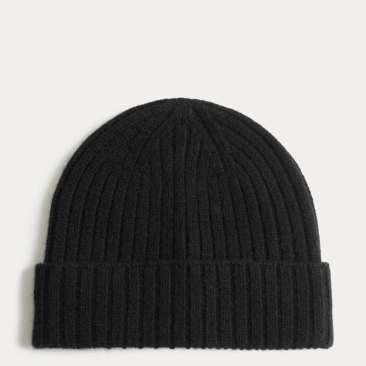 Autograph Pure Cashmere Knitted Beanie Hat Black