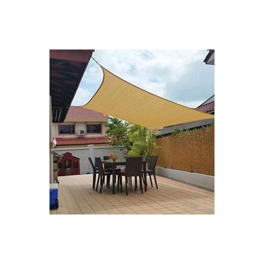 Cyslmuk - 10' x 20' Rectangular Patio Shade Sail Fabric, Great for Garden, Patio and Pool Canopies in Sand Color
