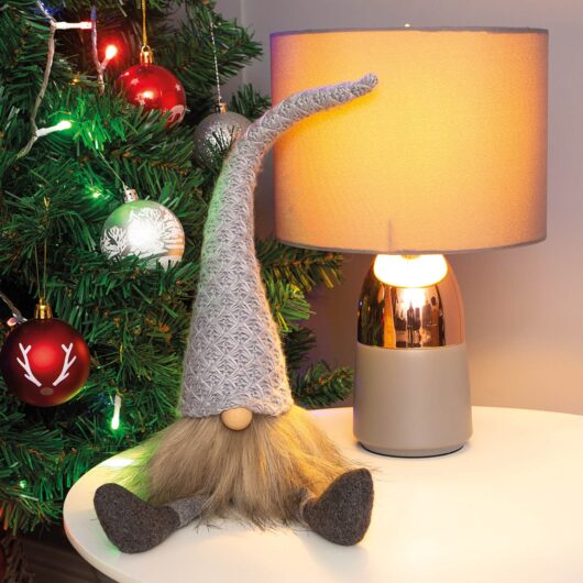 Festive Knitted Christmas Sitting Gonk Decoration Grey