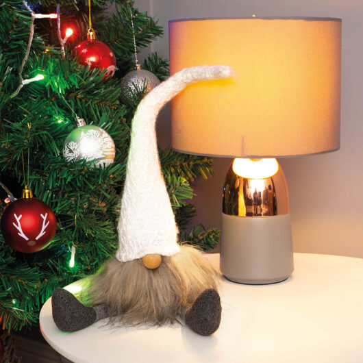 Festive Knitted Christmas Sitting Gonk Decoration White