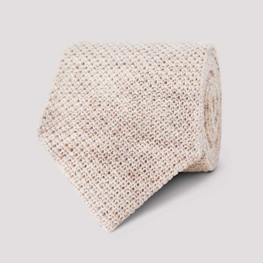 Hawes & Curtis Linen Knitted Tie Ecru