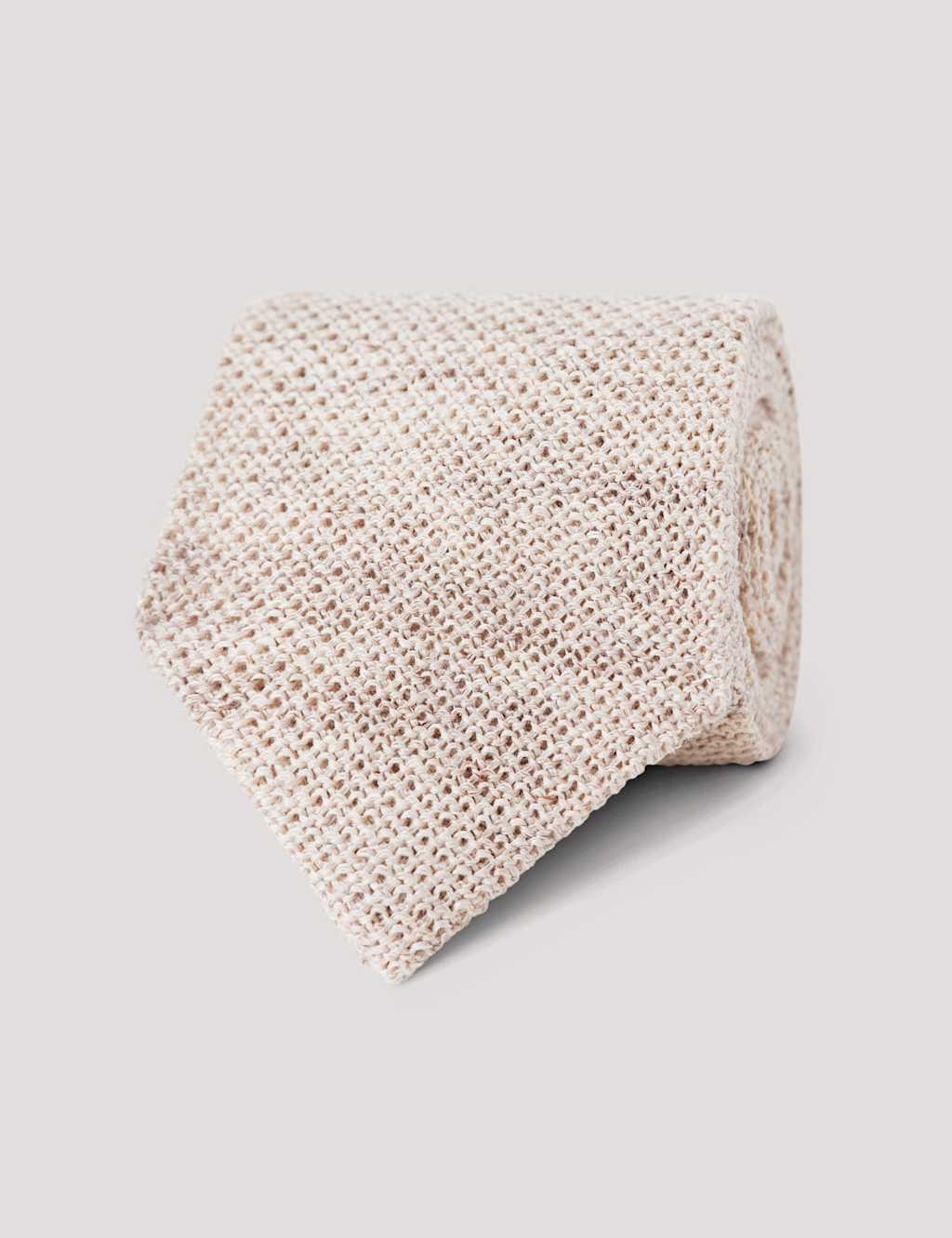 Hawes & Curtis Linen Knitted Tie Ecru