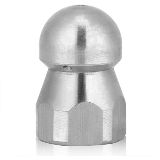 High Pressure Water and Sewer Cleaning Nozzle, Stainless Steel Washer Attachment for 3/8 Inch Pipes and Drains