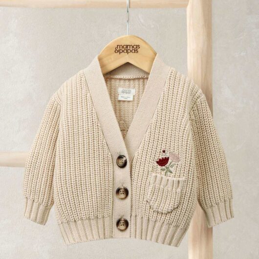 Mamas & Papas Girls Pure Cotton Knitted Cardigan (0 Mths-3 Yrs) - 3-6M - Cream Mix, Cream Mix