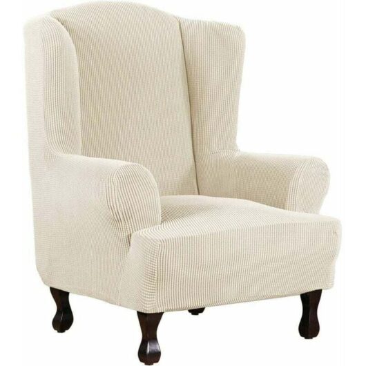 Piece Elegant Super Stretch Furniture Cover/Checkered Jacquard Spandex Wing Chair Cover, Super Soft Machine Washable/Non-Slip Slipcover (Hearing