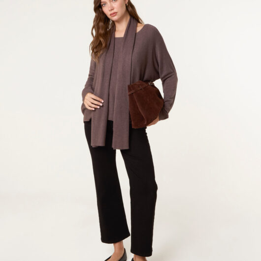 Scarf Cut And Sew 2in1 Jumper - ONE / CHOCOLATE