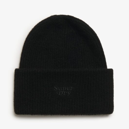 Superdry & Co Rib Knitted Beanie Hat with Wool Black