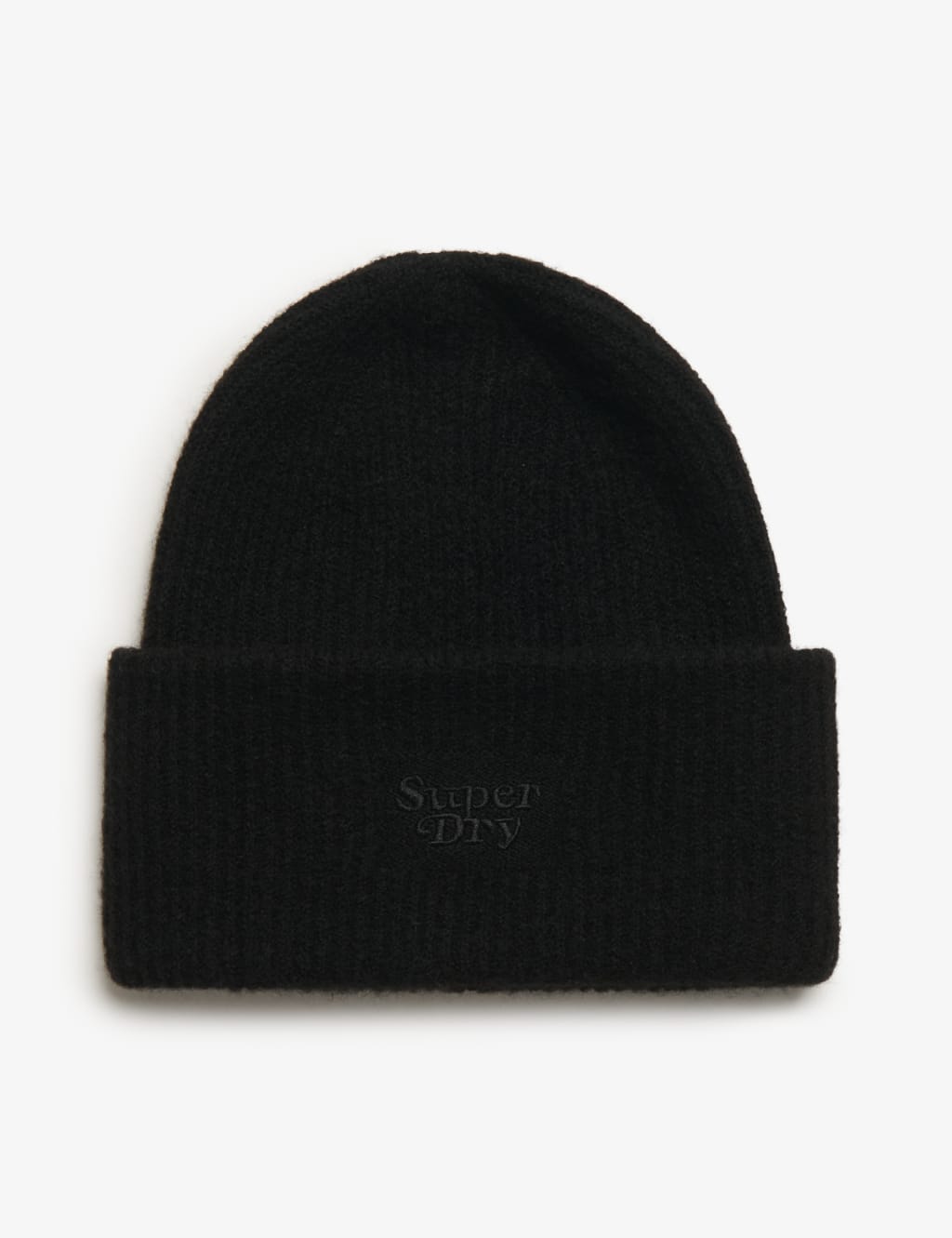 Superdry & Co Rib Knitted Beanie Hat with Wool Black