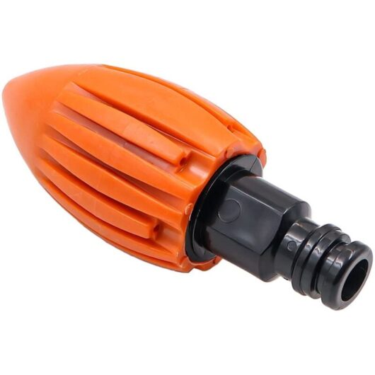 Water Rocket Sewer Cleaning Nozzle, High Pressure Sewer Cleaning Nozzle, Drain Cleaning Nozzle with Quick Connect, Suitable for Garden Hose (Orange)