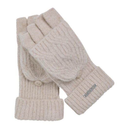Weird Fish Cassell Sparkle Fingerless Gloves Chalk Size ONE