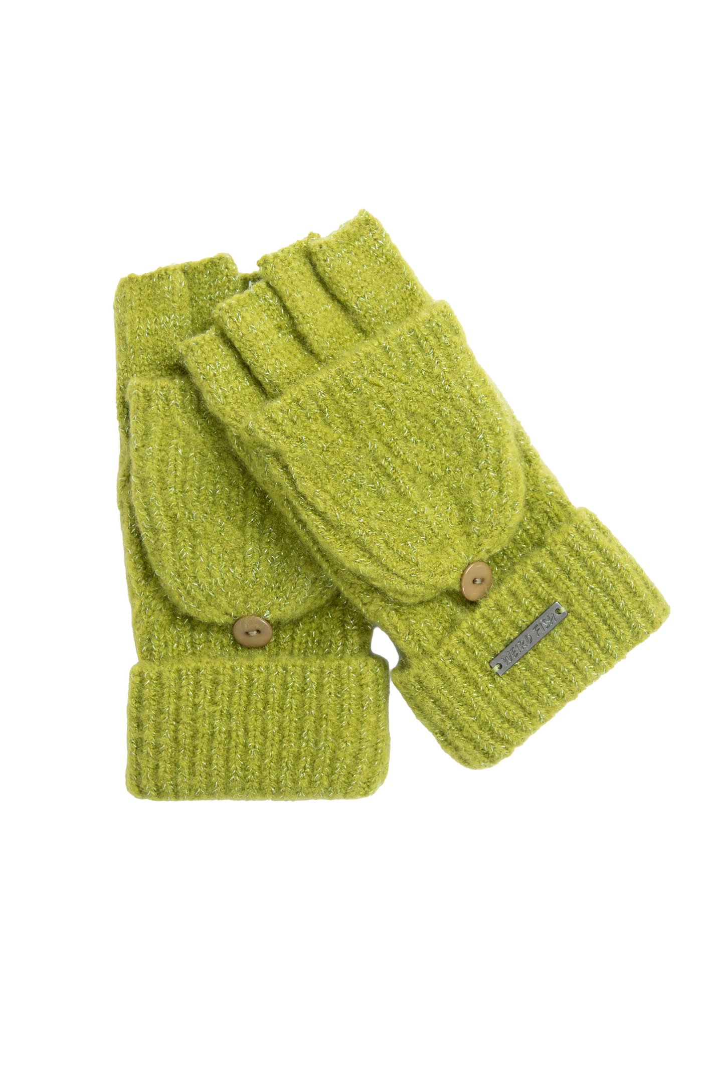 Weird Fish Cassell Sparkle Fingerless Gloves Woodbine Size ONE
