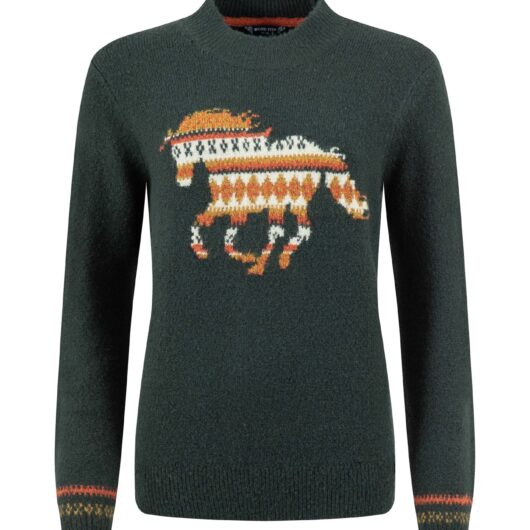 Weird Fish GeeGee Intarsia Knitted Jumper Dark Green Size 10