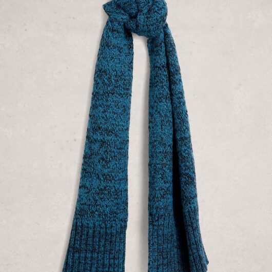 White Stuff Cotton Rich Knitted Scarf Teal