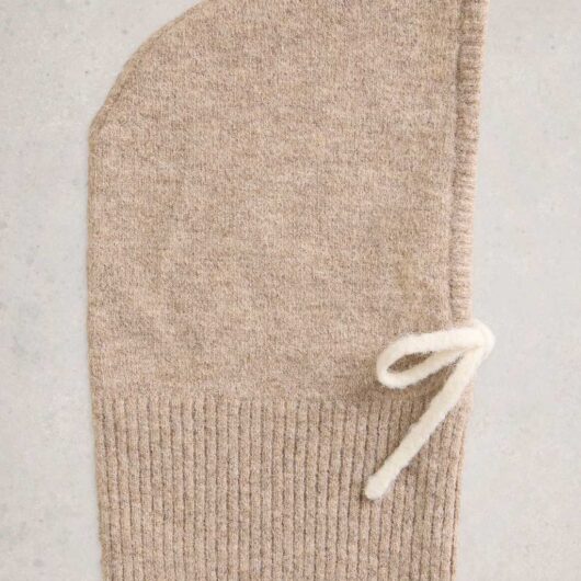 White Stuff Women's Knitted Tie Detail Hood - Natural, Natural,Blue