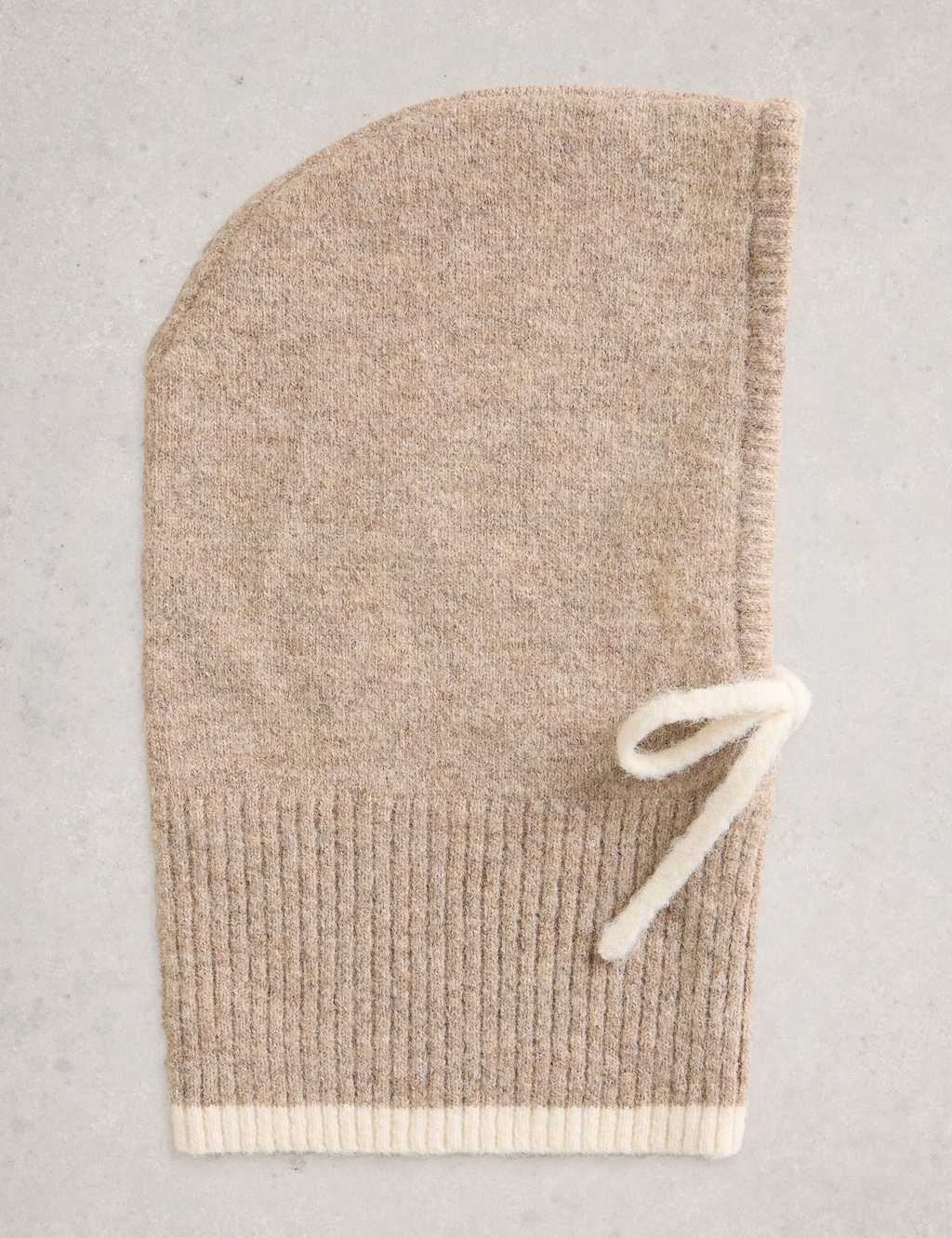 White Stuff Women's Knitted Tie Detail Hood - Natural, Natural,Blue