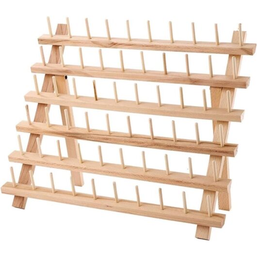 Youyijia 60 Spools Thread Rack Foldable Wooden Thread Holder Organizer for Sewing Embroidery Holder Rack Organizer