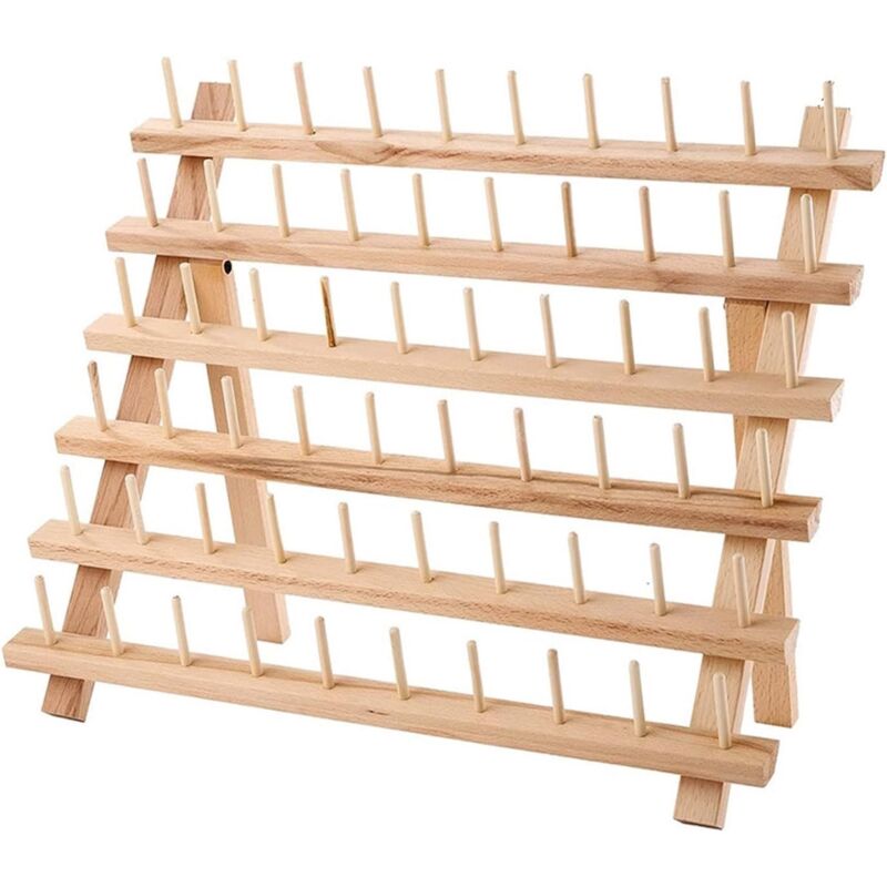 Youyijia 60 Spools Thread Rack Foldable Wooden Thread Holder Organizer for Sewing Embroidery Holder Rack Organizer