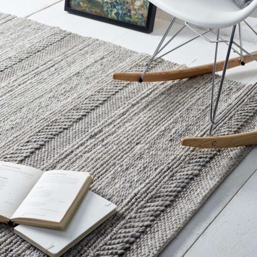 120X170 Chunky Knit Grey Rug