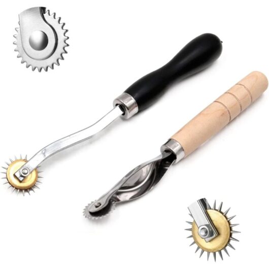2 pièces, roulette à tracer avec manche en bois, roulette à tracer pour la couture, roulette à tracer, roulette de marquage outils d'artisanat en cuir