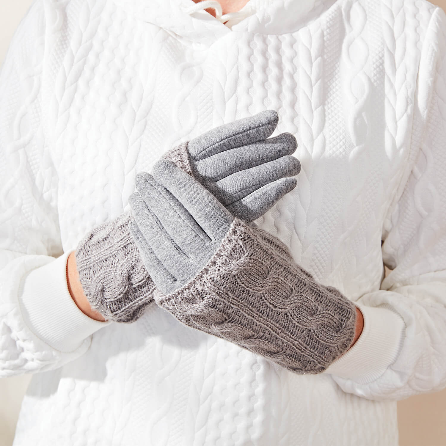 3-in-1 Grey Wrist Warmer Gloves
