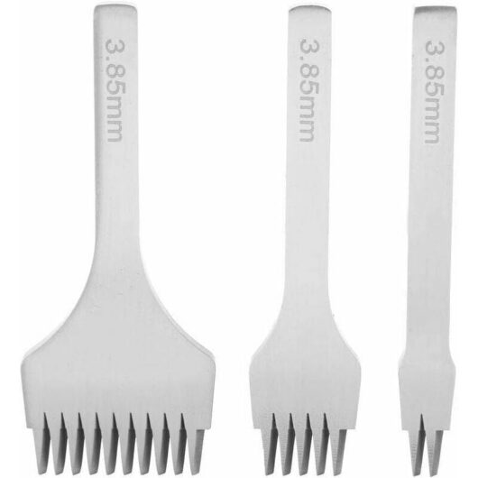 3PCS diy Leather Punch Tools Kit Leather Craft Claw Punch Prong Tool White Steel 2/5/10 Craft Lacing Sewing Chisel Set Prong 2.7mm 3.0mm 3.38mm