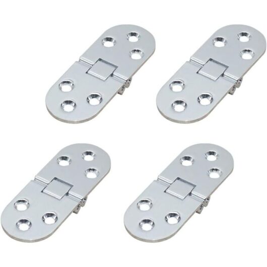 4Pcs Folding Table Hinges, Flat Door Cabinet Folding Hinges, Zinc Metal Round Edge Sewing Machine Folding Table Furniture Flip Top Hinge, for
