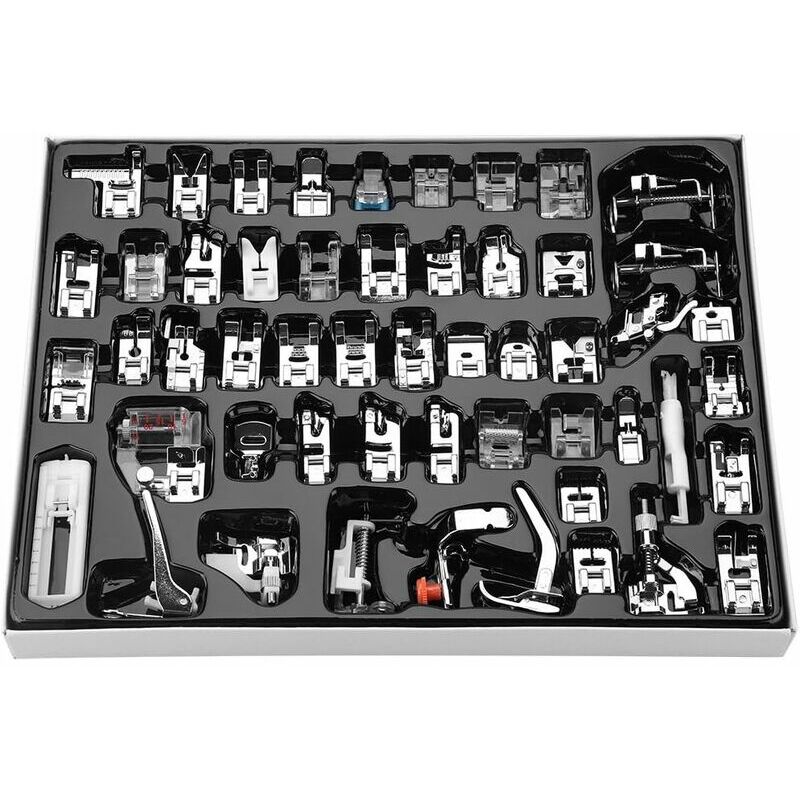 52 pcs Pieds-de-biche Professionnel Point de Marche Pied Multi-Fonctionnelle Machine à Coudre Partie pour Frère, Chanteur et Machine à Coudre