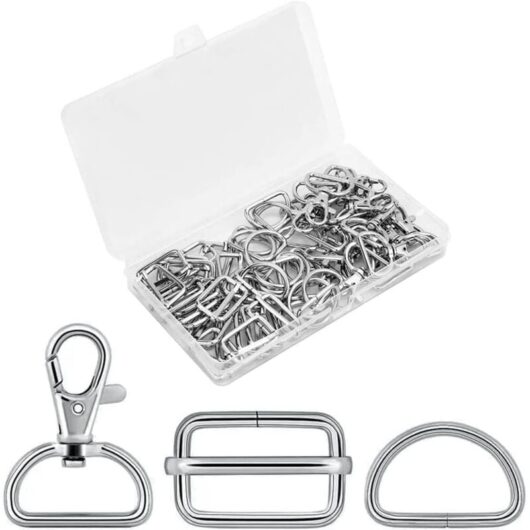 60pcs Carabiner Handbag Sewing Accessories, Swivel Snap Hooks Sewing, Tri-Glide Metal Buckle + D-Shaped Rings + Swivel Hooks diy Accessories