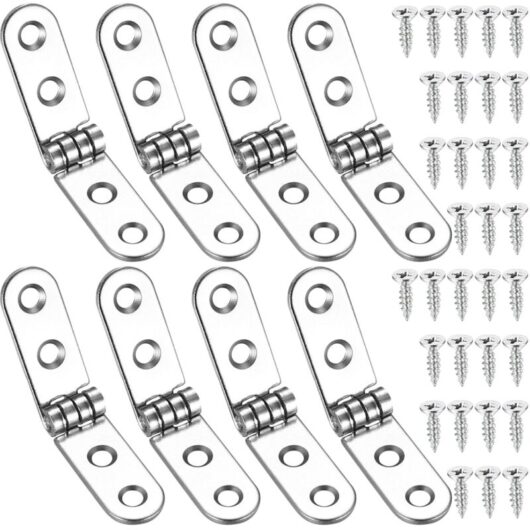 8 Pcs 180 Degree Folding Hinges, Folding Hinges, Self-Standing Door Hinge for Sewing Machine, Folding Table, Kitchen Furniture, Cabinets, Doors