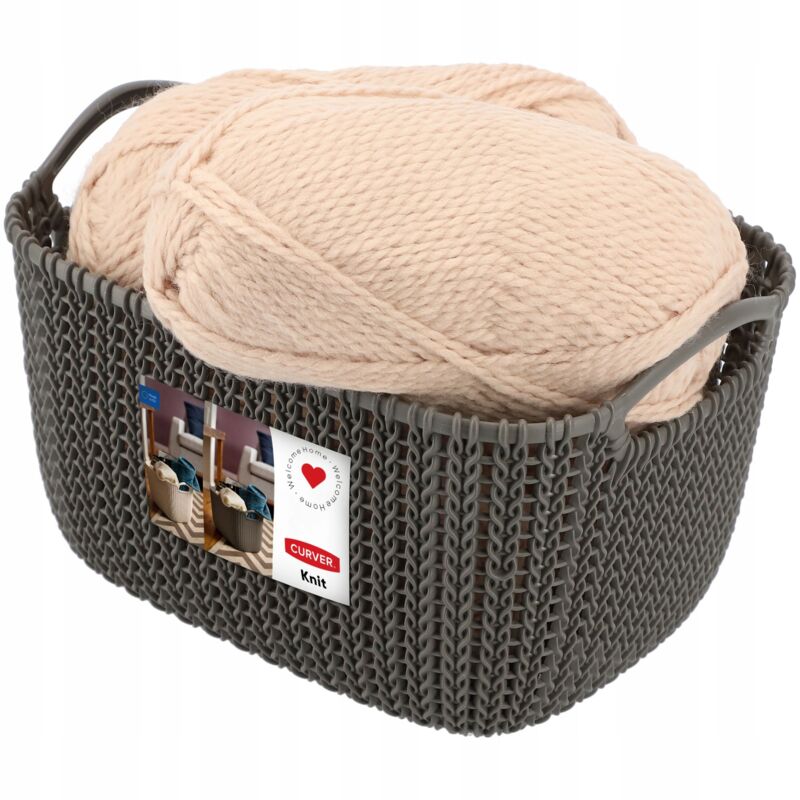 8L Curver Knit rectangular basket, brown