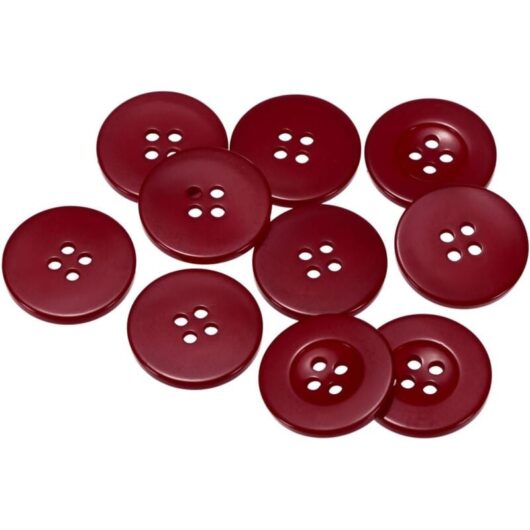 CCYKXA 10pcs 1" (25mm) Round Flat Resin Sewing Buttons with 4 Holes, Replacement Buttons for Coats, Sewing Clothes and DIY Projects, Dark Red