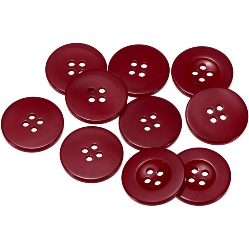 CCYKXA 10pcs 1" (25mm) Round Flat Resin Sewing Buttons with 4 Holes, Replacement Buttons for Coats, Sewing Clothes and DIY Projects, Dark Red