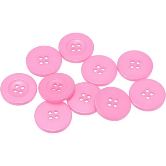 CCYKXA 10pcs 48L Sewing Buttons 30mm Round Flat Resin 4 Holes Replacement Buttons for Coats Sewing Clothes and DIY Pink