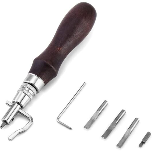 CCYKXA 7-in-1 Adjustable Grooving and Sewing Tools for Leatherworking, Groover Creaser Sewing Tools for Leather Crafts