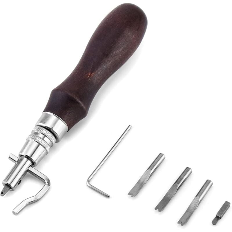 CCYKXA 7-in-1 Adjustable Grooving and Sewing Tools for Leatherworking, Groover Creaser Sewing Tools for Leather Crafts
