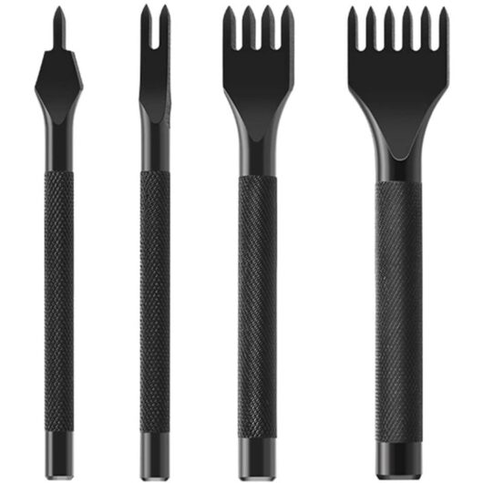 CCYKXA Leatherworking Tool 1/2/4/6 Teeth DIY Lacing Sewing Punching Hole Kits Leather Craft (3 mm) Black Carbon Steel